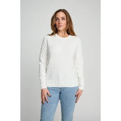 Hvid Micha strikbluse i 100% bomuld med fin struktur vist p� model