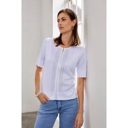 Hvid Micha strik t-shirt med gennemg�ende guldlynl�s vist p� model