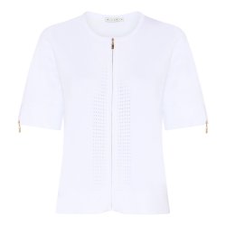 Produktbillede af hvid Micha strik med korte �rmer og m�nsterdetaljer