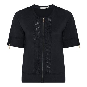 Navy bl� Micha strik t-shirt med gennemg�ende guldlynl�s og m�nsterdetaljer