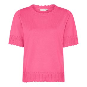 Ensfarvet pink Micha strik t-shirt med dekorative m�nsterkanter