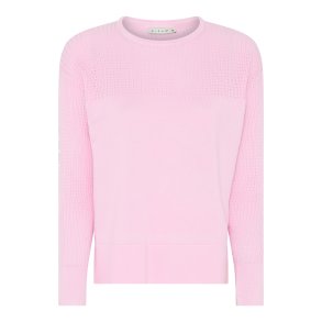 Lyser�d Micha strikbluse med firkantet pasform og fint hulm�nster