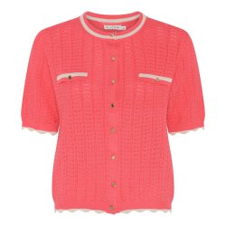 Produktbillede af kort�rmet Micha cardigan i koral med guldknapper