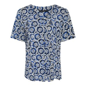 Batikm�nstret Micha t-shirt i bl�d og �ndbar viskose med v-udsk�ring