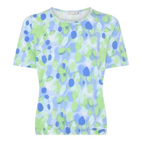 Sommerlig m�nstret Micha t-shirt i bl� og lysgr�nne nuancer med elastik