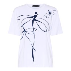 Hvid Micha t-shirt med dekorativt feminint print foran