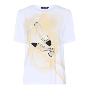 Hvid Micha t-shirt med s�dt og feminint print foran