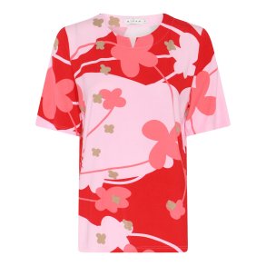 S�d og feminin Micha t-shirt i lyser�d og r�d med smukt blomsterprint
