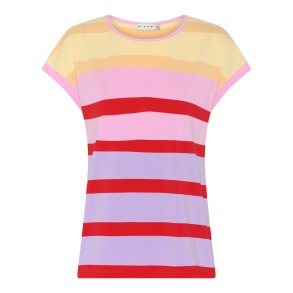 Stribet Micha t-shirt i friske pink og gule farver med rund hals
