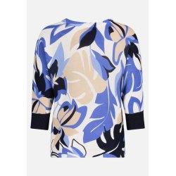 Bagsiden af den lysebl� og creme m�nstrede striktr�je.