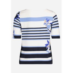 Bagsiden af den stribede t-shirt med korte �rmer.