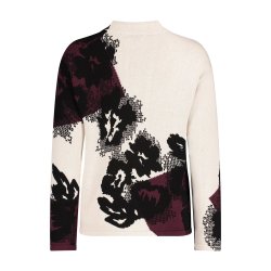 Bagsidevisning af creme og bordeaux strikbluse med m�nster