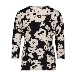 Bagsidevisning af m�nstret bluse med 3/4 �rmer