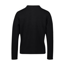 Bagsidevisning af strikbluse i bomuld, som er ensfarvet sort