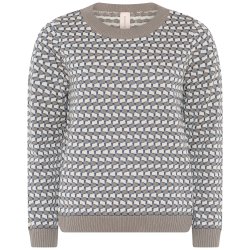 Lun strikbluse fra Skovhuus med mnster, rund hals og lange rmer – kan styles sporty eller klassisk