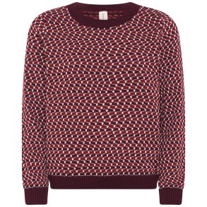 un strikbluse fra Skovhuus med mnster, rund hals og lange rmer – kan styles sporty eller klassisk