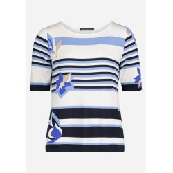 Stribet t-shirt med blomsterm�nster fra Betty Barclay i �ndbar viskose vist forfra.