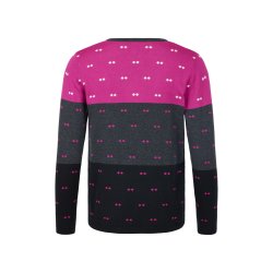 Sunday strikbluse i pink, gr og sort – mnster og farve gr hele vejen rundt 